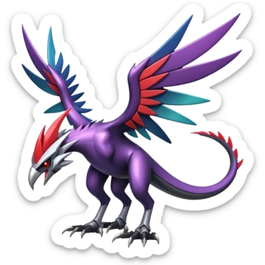Futuristic Modern Shiny Metallic Alloy Cyber-Nargacuga-Noivern-Skarmory-fusion (full body) sticker