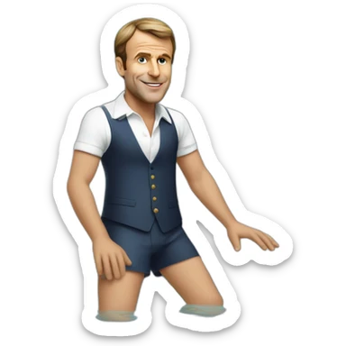 Emanuel macron à la piscine en culotte sticker
