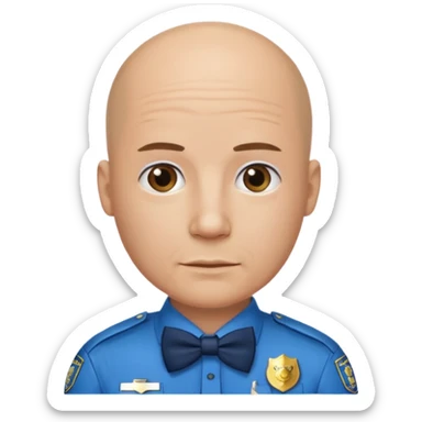 Bald with blue bow tie,police sticker