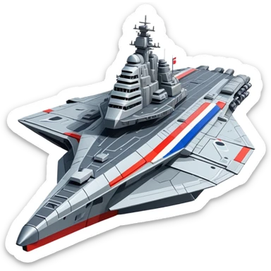 Gigantic Russian war cruiser spaceship with tricolor markings sticker