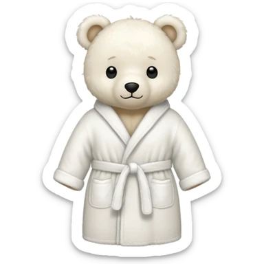 white teddy bear bathrobe sticker