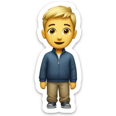 A boy standing with 11 number  sticker