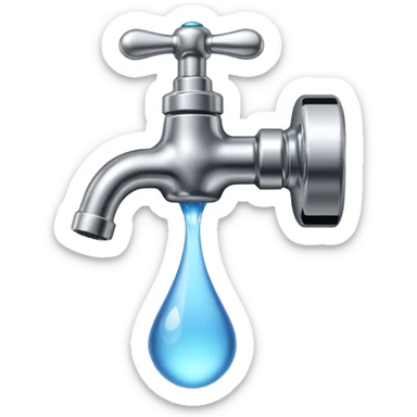 a tap with a small water droplet at the end sticker