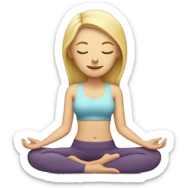 Blonde lady doing yoga with closed eyes sticker
