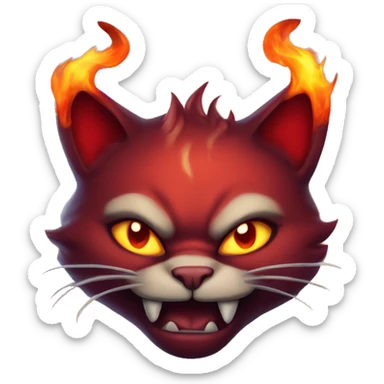 Evil red cat with horns and fire sticker