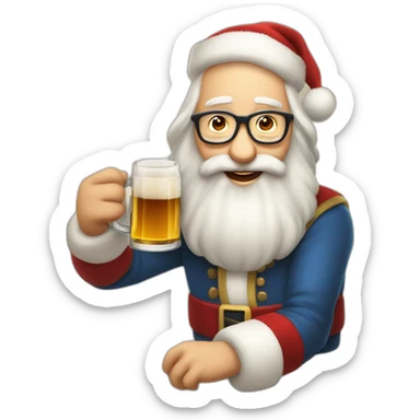 Père Noël qui offre un verre de bière à un enfant sticker