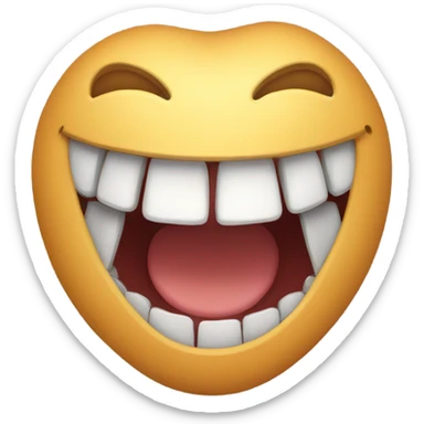 a emoji laughing with 2 very large buck teeth sticker