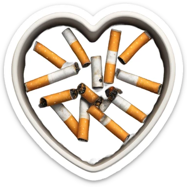 Heart shaped ash tray with cigarettes sticker