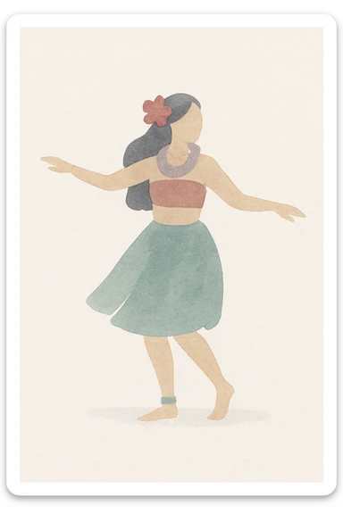 hula dancer, soft brushstrokes and gentle colors sticker