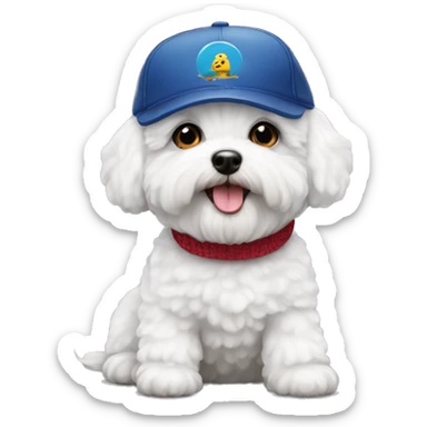 Bichon frise with cap sticker