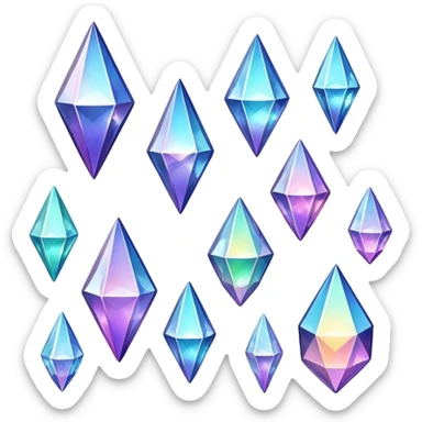 Iridescent big giant glistening glossy sparkly shiny glittery hanging crystals decorations sticker