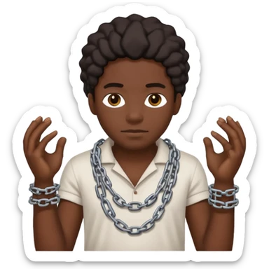 Black person with chains around his hands and cotton in his hands  sticker