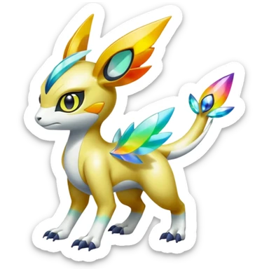 Shiny Colorful Vernid-Trico-Meloetta-Latias-Koraidon-Peppercat-Wargreymon-Protogen-Pokémon-Digimon-Fakémon-fusion-hybrid-creature sticker