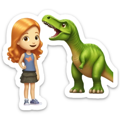 strawberry Blonde girl with Brachiosaurus sticker