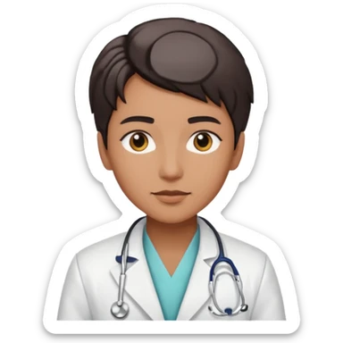 androgynous medium tone skin physician sticker