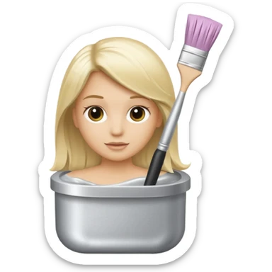tube of blonde hair dye with a brush next to it sticker