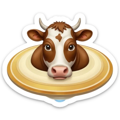 a cow and saturn but the cow head on top of saturn and human feet at the bottom sticker