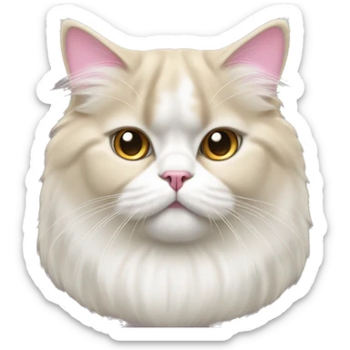 Tan and white Persian cat with cream colored ears and pink nose and white face and golden eyes  sticker