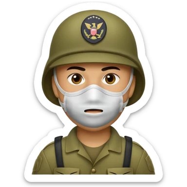 soldier with mouth masks sticker