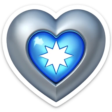 A geometric 3D heart with a blue star inside sticker