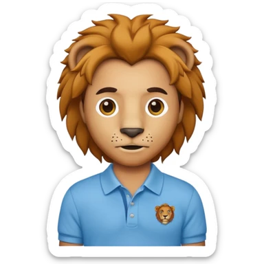 un leon con polito celeste caricatura sticker