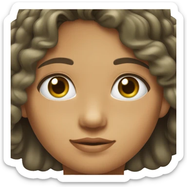 Una niña de 14 años con cabello castaño oscuro ondulado piel blanca ojos verdes  sticker