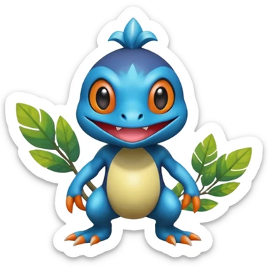 Elemental shimmering lucky charming smiling cute Croagunk-Dragalge-Hawlucha-Pokémon-Fakémon-hybrid-creature sticker