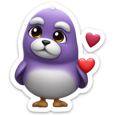 Foca con corazón morado sticker