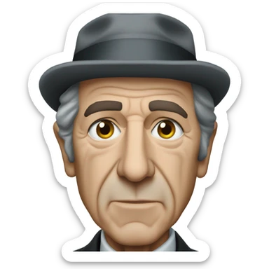 Leonard cohen with watery eyes sticker