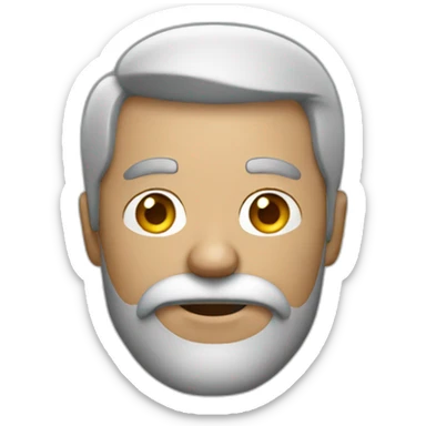 man without air working on a mac with white beard sticker