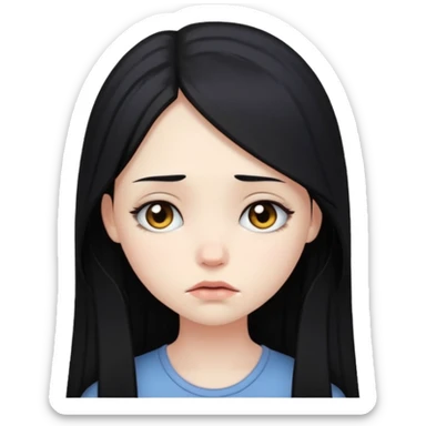 Pale girl with long black hair sad sticker