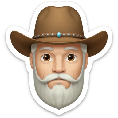 muscular tattooed on face and mustached cowboy long white hair and beard  sticker