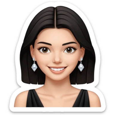 kendall jenner wear diamond earrings, black dress sticker
