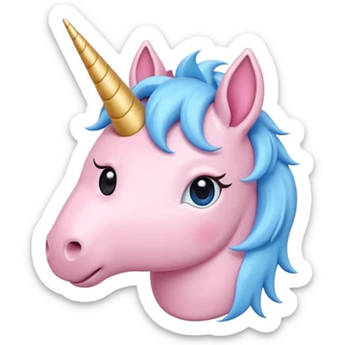 cute minimal unicorn head emoji, very simple lines, soft rounded shapes, pastel color palette, small friendly eyes, tiny blush, no complex textures, kawaii friendly mood, center composition, white background, extremely minimal details, modern emoji aesthetics sticker