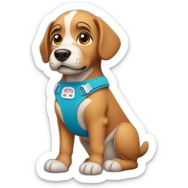 A dog wearing an ankle brace  sticker