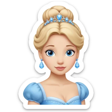 Princesa cinderella Disney com vestido grande e cheio com um coque sticker