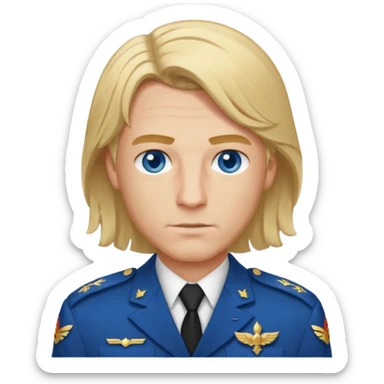 Achille, un uomo coi capelli biondi fino alle spalle e gli occhi azzurri, deve essere bello e forte e deve dare l' impressione di essere un eroe in guerra sticker