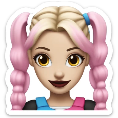 Harley Quinn with blue and pink pigtails  sticker
