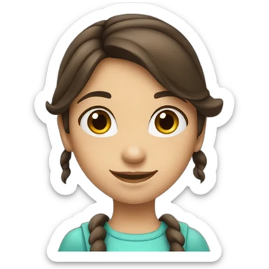 Brunette young girl say hi shaking her hand sticker