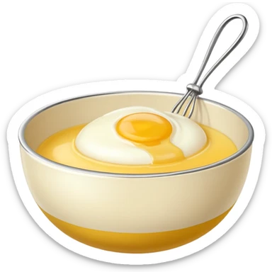 beaten egg in a bowl, There is a whisk inside the bowl. sticker