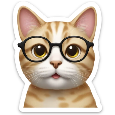 Cat wearing glasses sending kisses  sticker