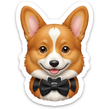 Corgi with black bow tie, half body sticker