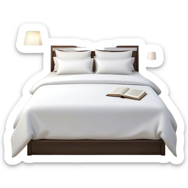 A dimly lit white bedroom. The bed is neatly made, and a glass of water sits beside a book on a cozy nightstand. Soft lighting signals a peaceful wind-down, representing the calm and control that comes from reclaiming your evenings. sticker