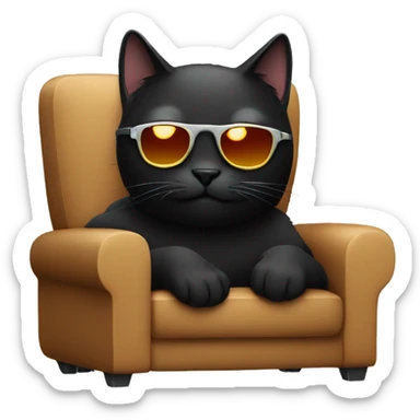 Black Cat watching tv with sunglasses  sticker