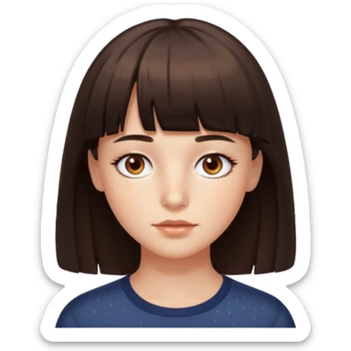 branca, olhos hazel, franjnha, pequenas sardas, cabelo castanho escuro sticker