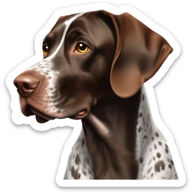brown gsp dog French Pointer, dark brown roan with eyes sticker