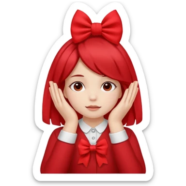 👧🏼🙈🎀🚩 sticker