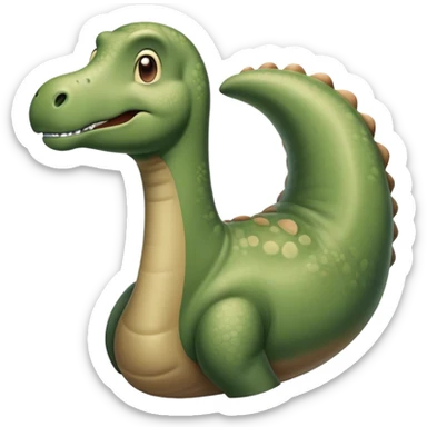 Beautiful and Majestic Brontosaurus Portrait Emoji, Head and body rendered in serene repose with a gentle, confident smile, showcasing its enormous, graceful neck and a massive, textured form with eyes softly closed in tranquil repose, Simplified yet exquisitely endearing features, highly detailed, glowing with a soft, drowsy ancient light, high shine, relaxed and utterly majestic, stylized with an air of timeless prehistoric splendor, soft glowing outline, capturing the essence of a beautiful and majestic Brontosaurus that embodies the serene power of the ancient world! sticker