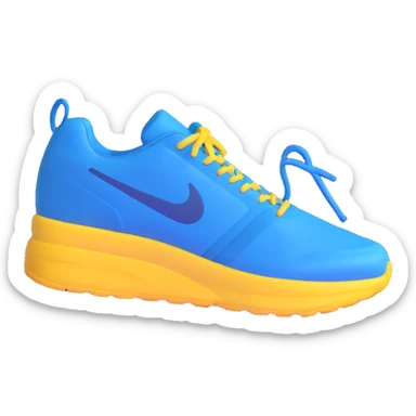 blue running shoe emoji, cartoonish 3D emoji style, white sole, front view sticker