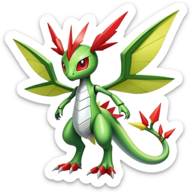 Cute Cool Edgy Shiny Futuristic Ethereal Legendary Kartana-Digimon-Schyther-Flygon-hybrid full body sticker